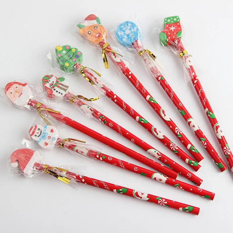 

Cartoon Children's Pencils 24/48pcs Cute Santa Claus Style With Eraser Wooden Pencils Primary School Students Learn Stationery