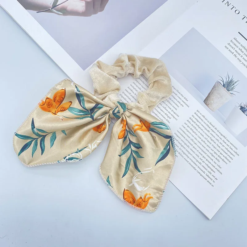 

Yanwenx Good quality newest style hair scrunchie tied hair durable firm hair band cute flower pattern streamer hair ring