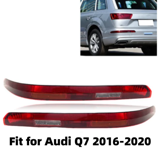 Car Rear Bumper LED Tail Light Turn Signal Stop Brake Light with 4 Bulbs Wire Fit for Audi Q7 2016-2020 (Left/Right)