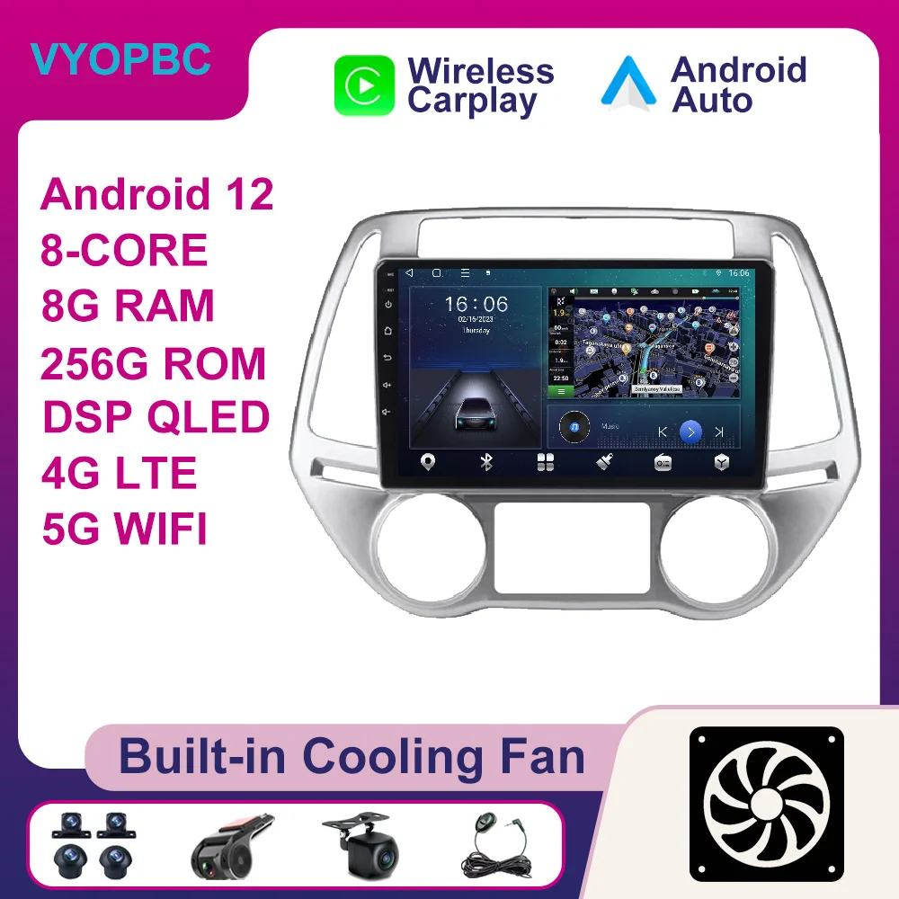 

Android 12 For Hyundai I20 2012 - 2014 Car Radio RDS SWC Stereo Autoradio DSP ADAS WIFI Player Multimedia No 2din AHD BT 4G