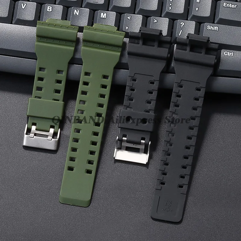 Фото Ремешок для часов Casio GD-100 G-8900 GA-120, 16 мм, силиконовый, резиновый, черный, водонепроницаемый, спортивный браслет, замена ремешка №2