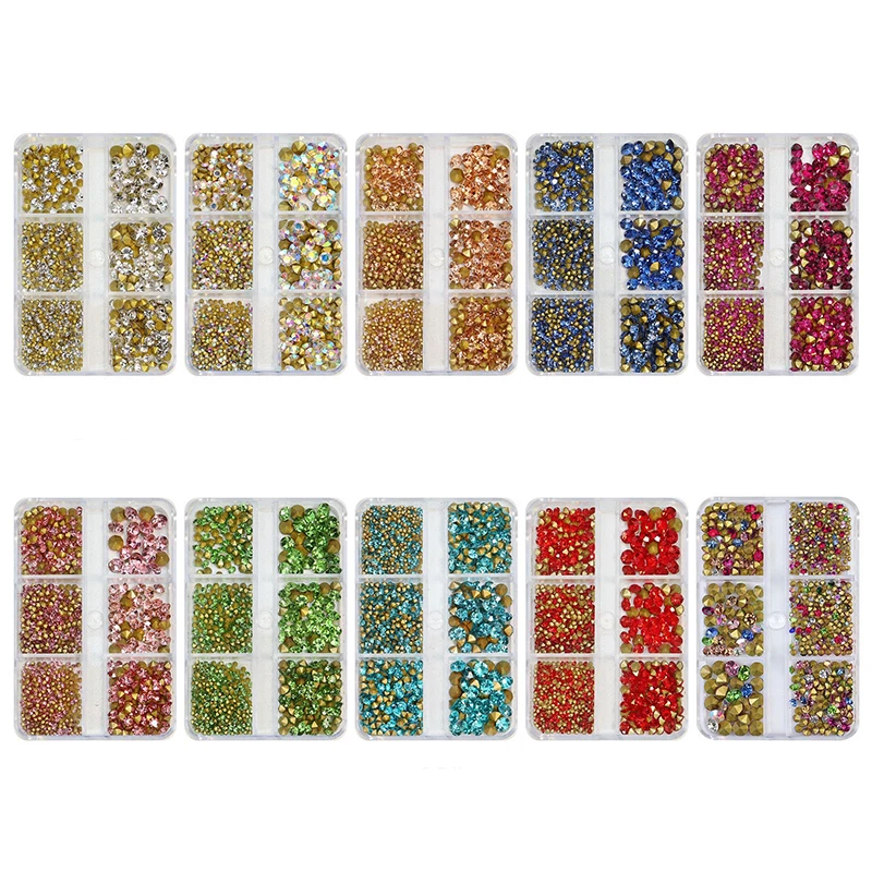 

6 Grids New Diy Manicure Nail Art Flat Back AB Crystal Rhinestone Nail Jewelry Fashion 3D Glitter Diamond Nail Patch Gifts Toys