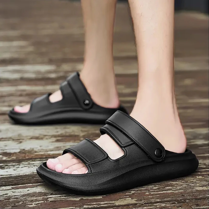 

Thick Bottom Slippers Men Summer Casual Outdoor Sandals Beach Designer Shoes Male Fashion Trend Waterproof Flat Slipper