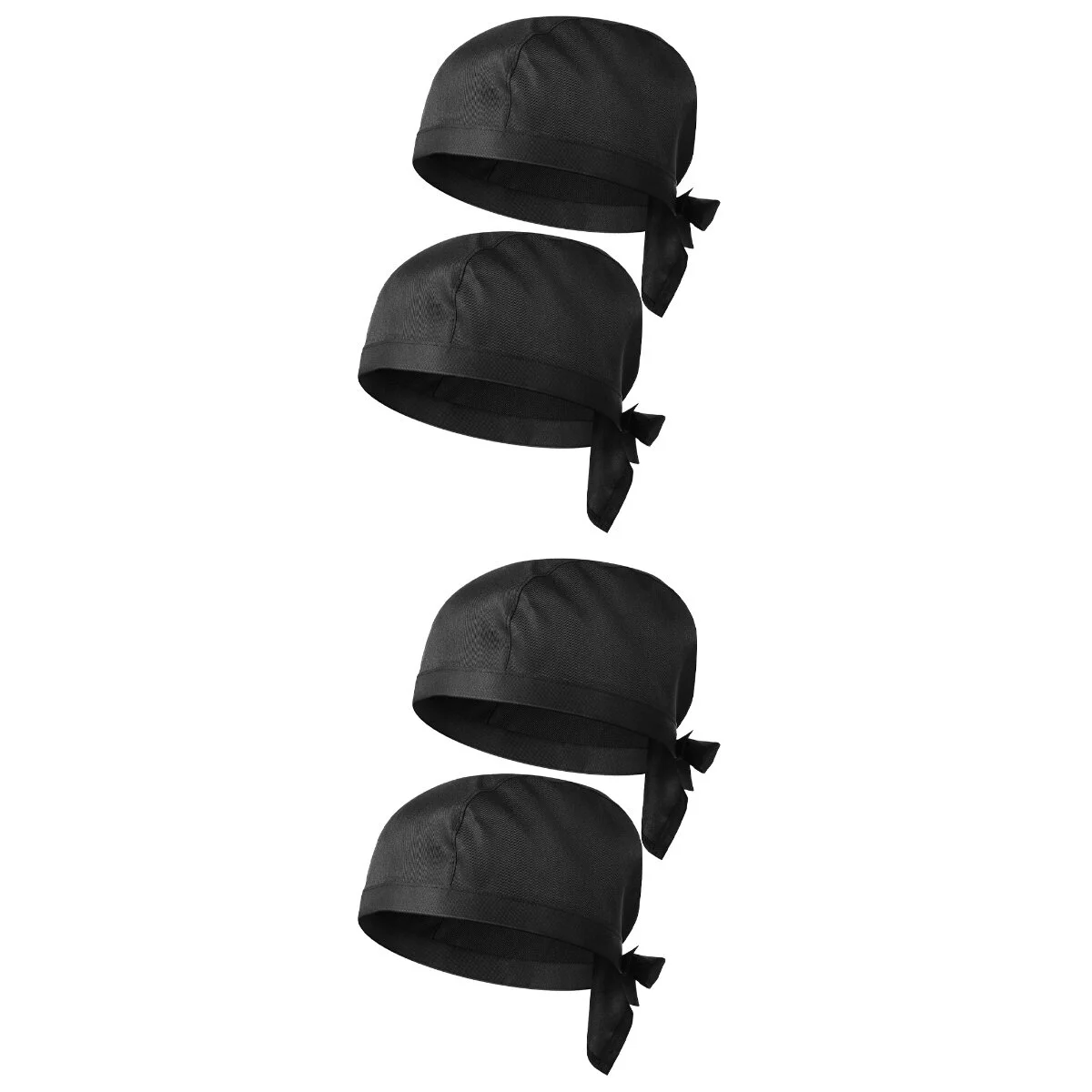 

4 Fashion Chef Hats Kitchen Catering Chef Caps Turbans ( Black )