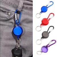 retractable badge reel holder carabiner steel wire cord retractable pull key chain ring mini telescopic keychain outdoor gadgets
