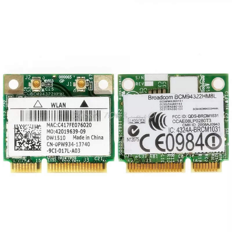

Mini PCIE BCM94322HM8L DW1510 Dual Band 300M Wireless Card For DELL E4200 E5500 Drop Shipping