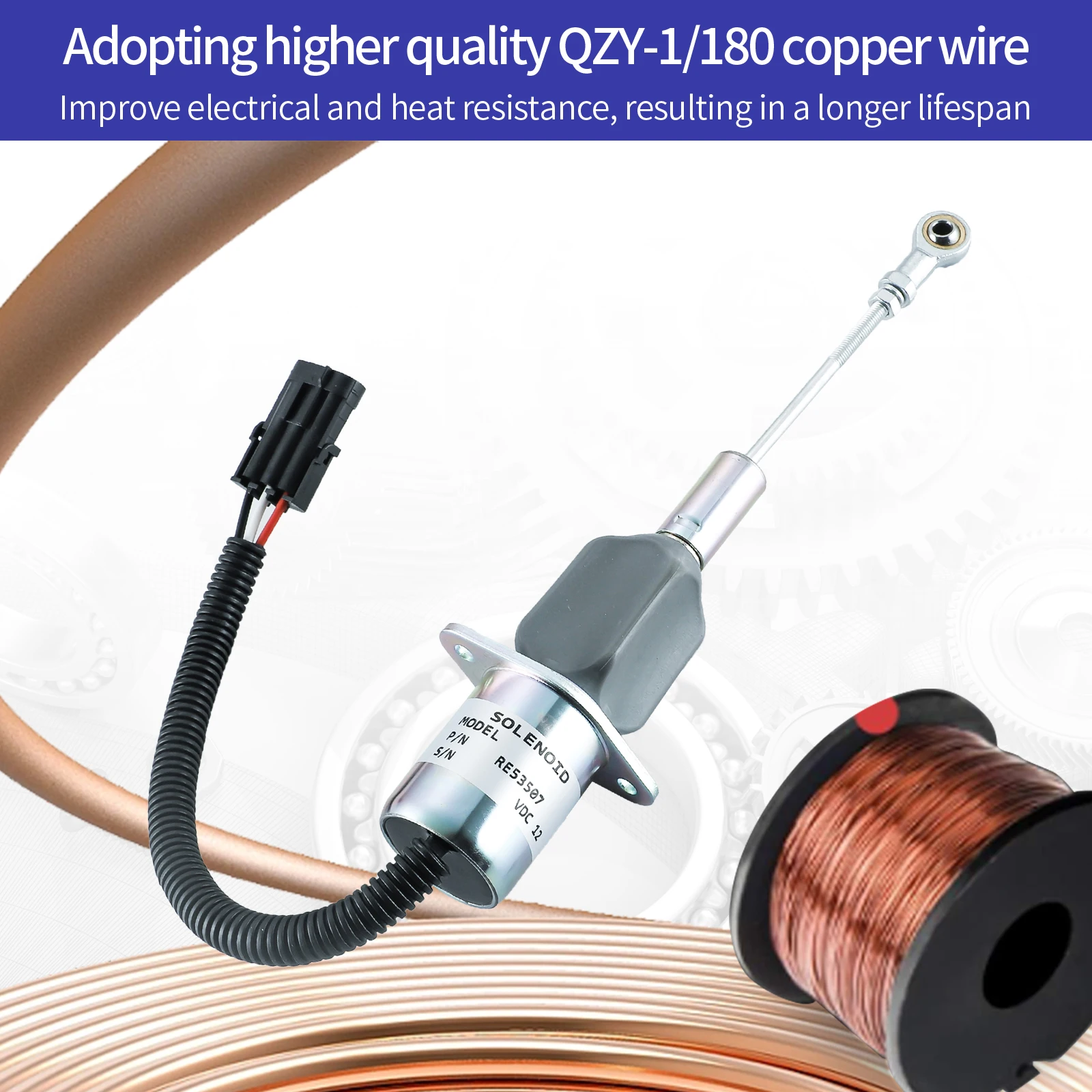 Соленоид отключения подачи топлива 12 В RE53507 для тракторов John Deere 2254 2256 2258 2264 2266 1450