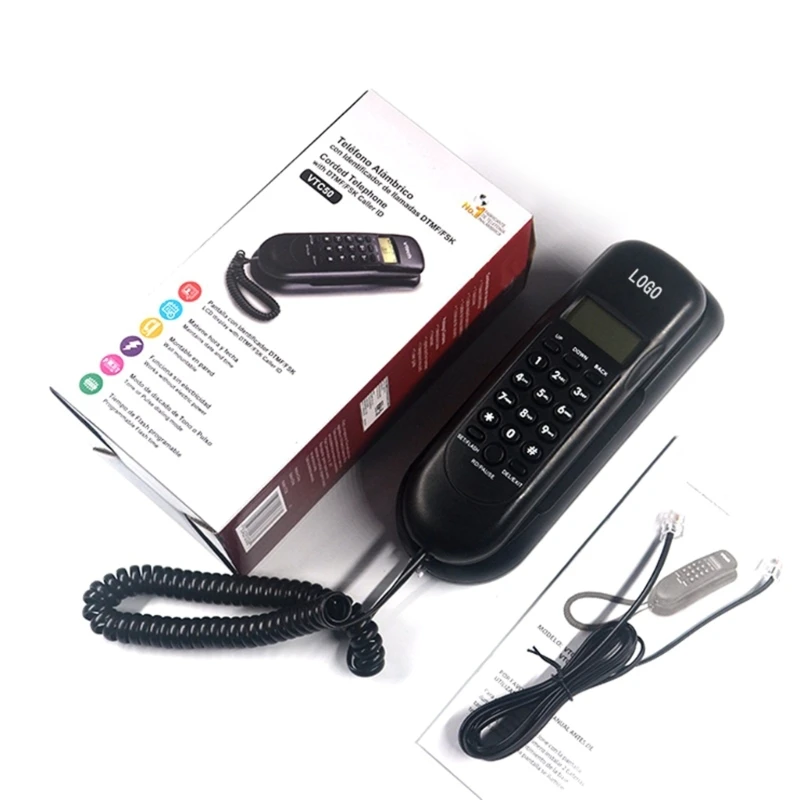 

VTC-50 Wall Mountable Landline Telephone, , Last Number Redial for Office Hotel Home Bathroom Corded Phones