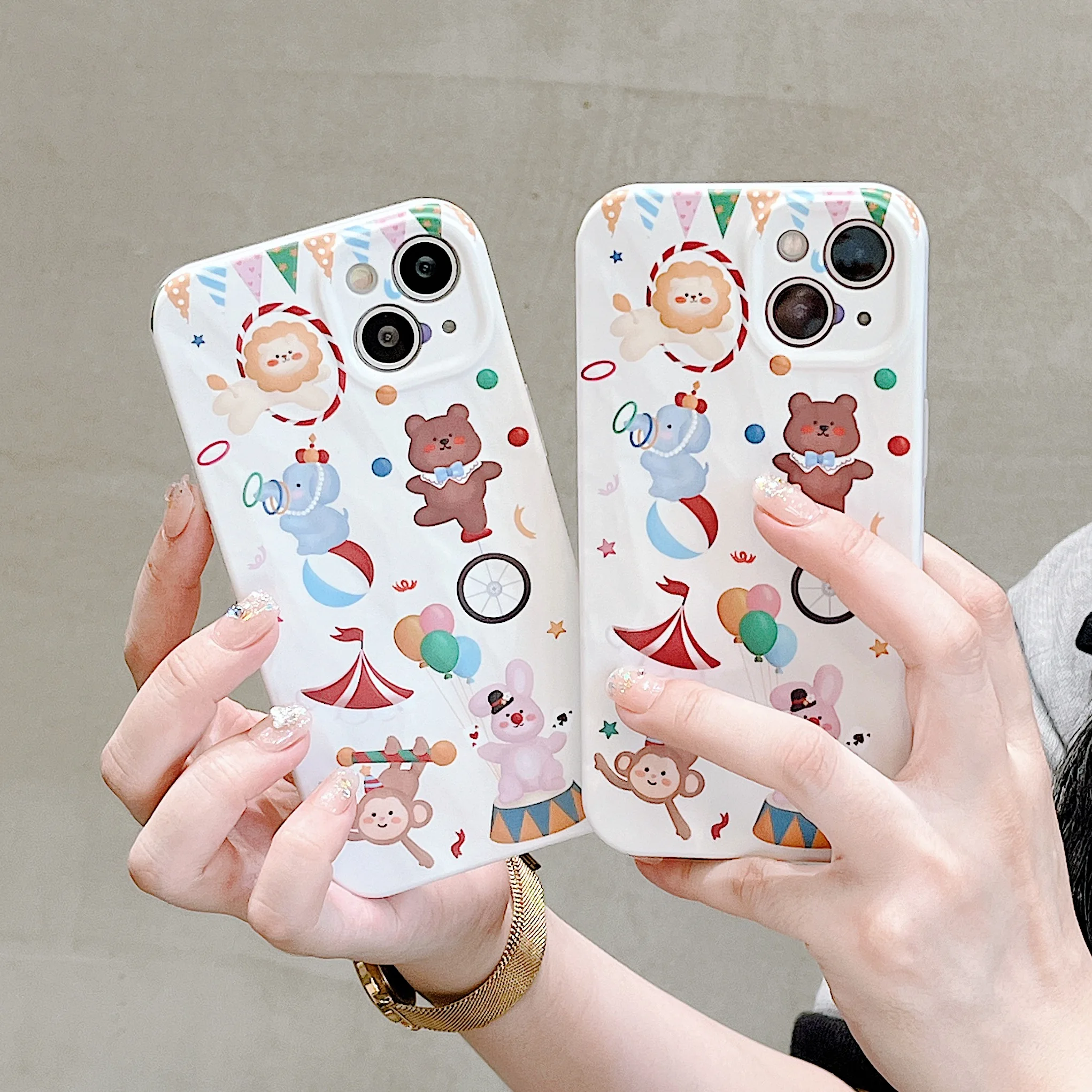 

INS Super Cute Cartoon Circus Performance Case for iPhone 14 13 Pro Max 12 11 Pro Plus Shockproof Cover