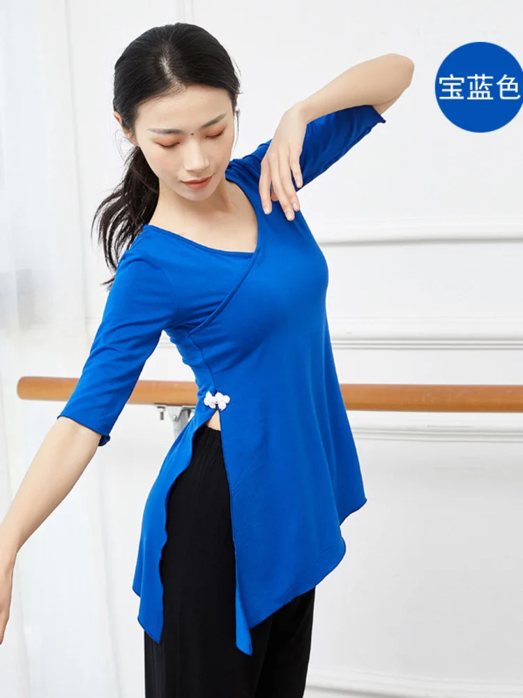 

Dance Latin Ballet Top Women Modal Split Oriental Middle Sleeve Shirt Costume Dancing Clothes Adult Dancer Wear Clothing