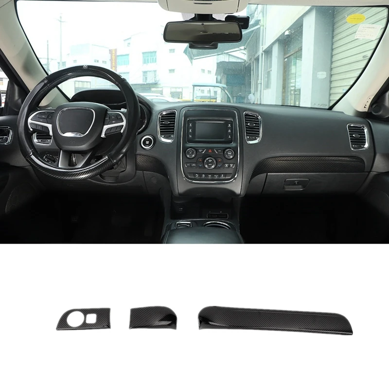 

Крышка панели приборной панели и кнопки переключателя фар для Dodge Durango 2011-2020 из АБС-углеродного волокна запасные части-3 шт.