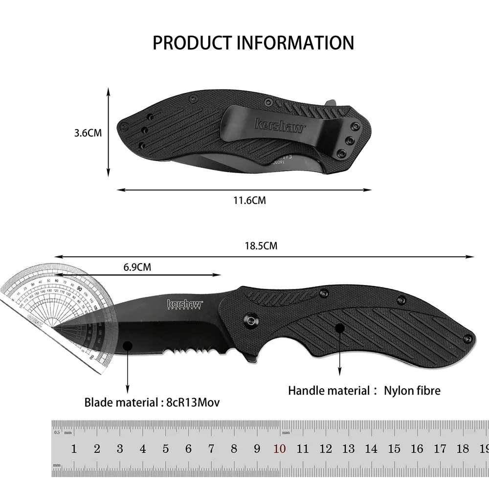 EDC KS 1605 складной нож с полузубой 8cR13Mov лезвие из нейлонового волокна ручка мужской