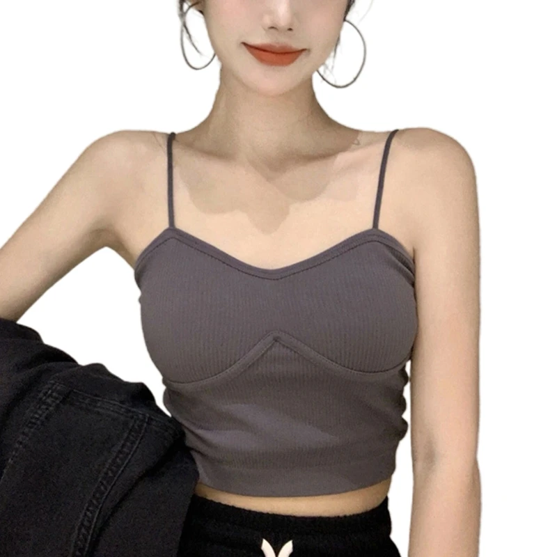 

Solid Color Crop Top Basic Bodycon Tee Summer Camisole Sexy Tank Top for Daily