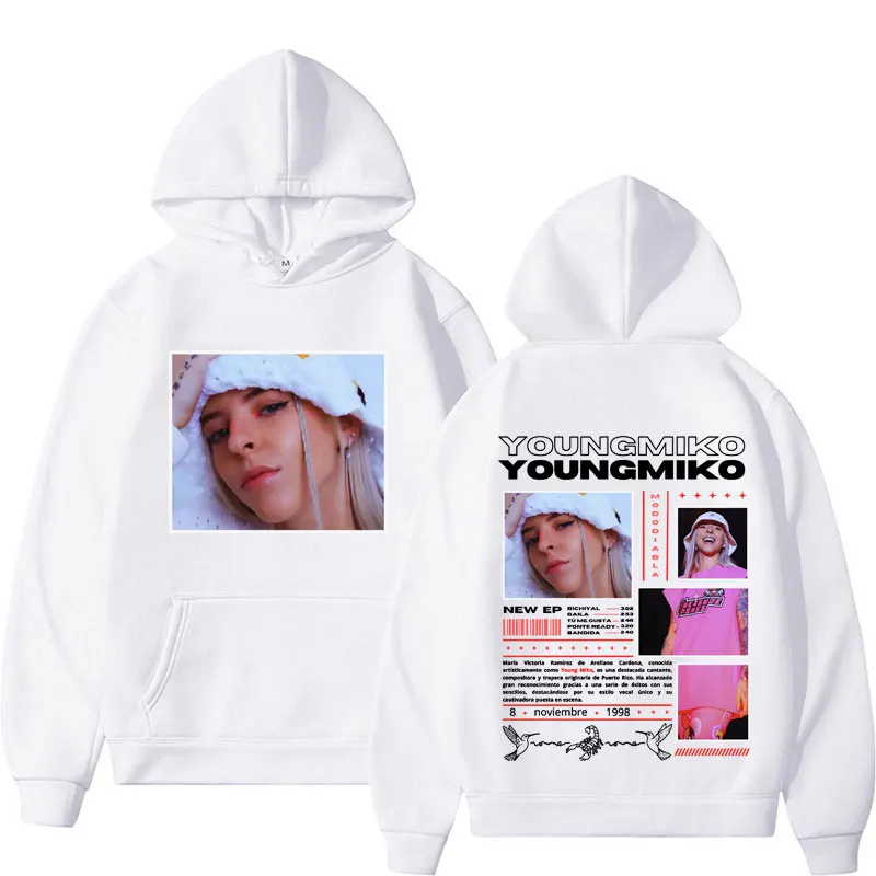 Двухсторонняя Толстовка певец Young Miko с принтом альбома модная эстетичная в ретро