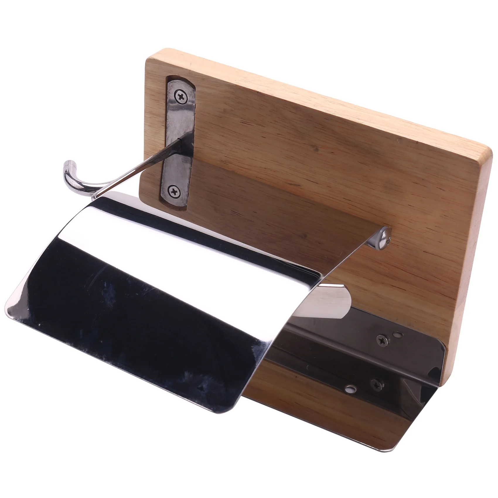 

304 Stainless Steel Bathroom Tissue Box Toilet Creative Paper Roll Paper Holder Solid Wood Waterproof Toilet Paper Box