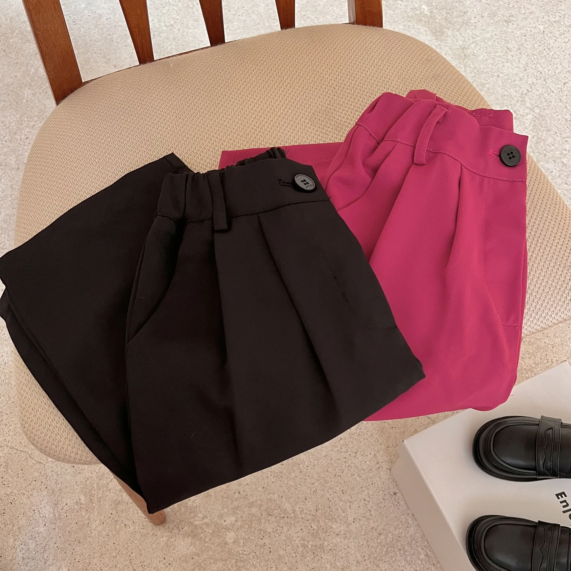 

Детская одежда, брюки, Новинка весна-осень 2022, однотонные широкие брюки для мальчиков и девочек, прямые повседневные Модные брюки для малыше...