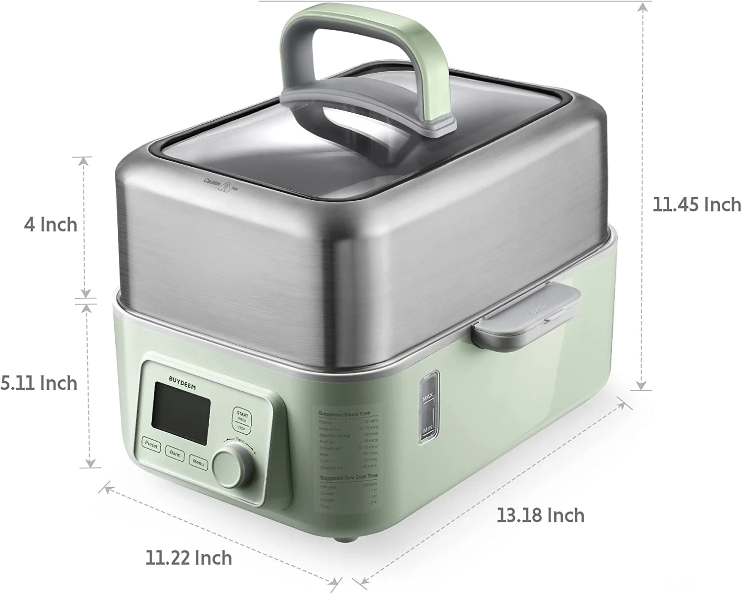 

5-Quart Food Steamer for Cooking, One Touch Vegetable Steamer, Digital Multifunctional Steamer, Quick Steam in 60s, Stainless S