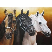 gatyztory three horses animal painting by numbers kits for adults children handmade 40x50cm frame unique gift home artwork
