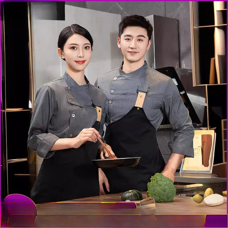 Длинная Униформа Шеф-повара Спецодежда Фартук Для Кухни Ресторана Кейтеринга