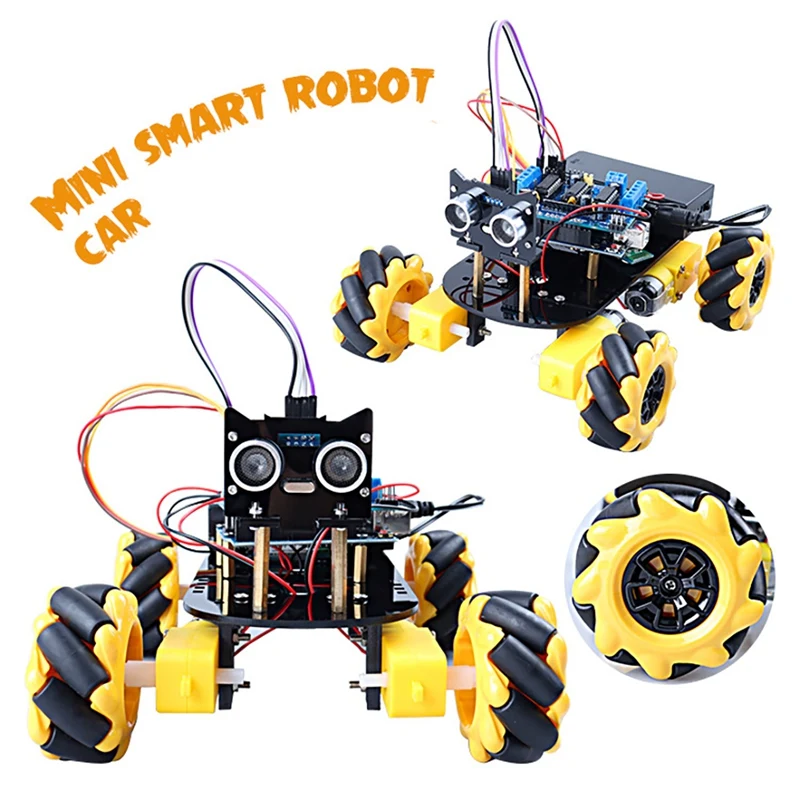 Робот с двигателем и вращением на 360 градусов для Arduino Mini Mecanum автомобильный