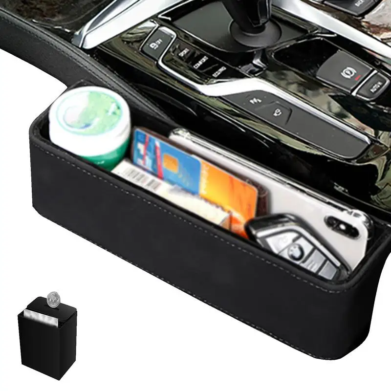 

Car Side Seats Gap Filler 2 In 1 Leather Auto Side Seats Storage Box Multifunctional Auto Console Side Storage Box For Holding