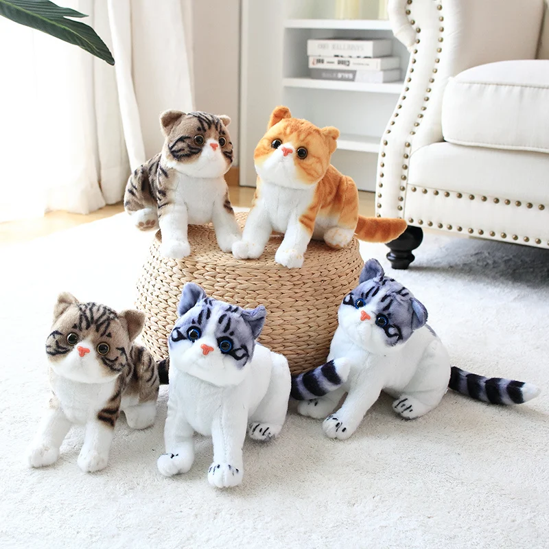 

26cm Kawaii Simulation Furry Cat Plush Toy Stuffed Animal Plushie Soft Lifelike Cat Doll Kids Girls Birthday Gift Pet Toys Decor