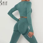 Женский спортивный костюм SFIT, бесшовный комплект для йоги, спортивная одежда для тренировок, фитнеса, короткий топ с длинным рукавом, леггинсы с высокой талией, спортивные комплекты