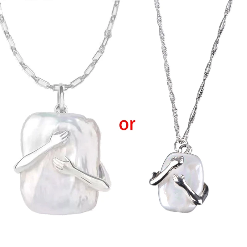 

Give Me A Hug Shaped Lover Pendant Necklace For Women Men Hug Clavicle Chain