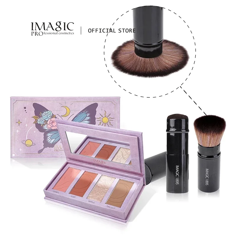 

IMAGIC Makeup Highlighter Powder Contour Palette Foundations 4 Colors Long-Lasting Make Up Contouring Bronzer Contour Shimmer