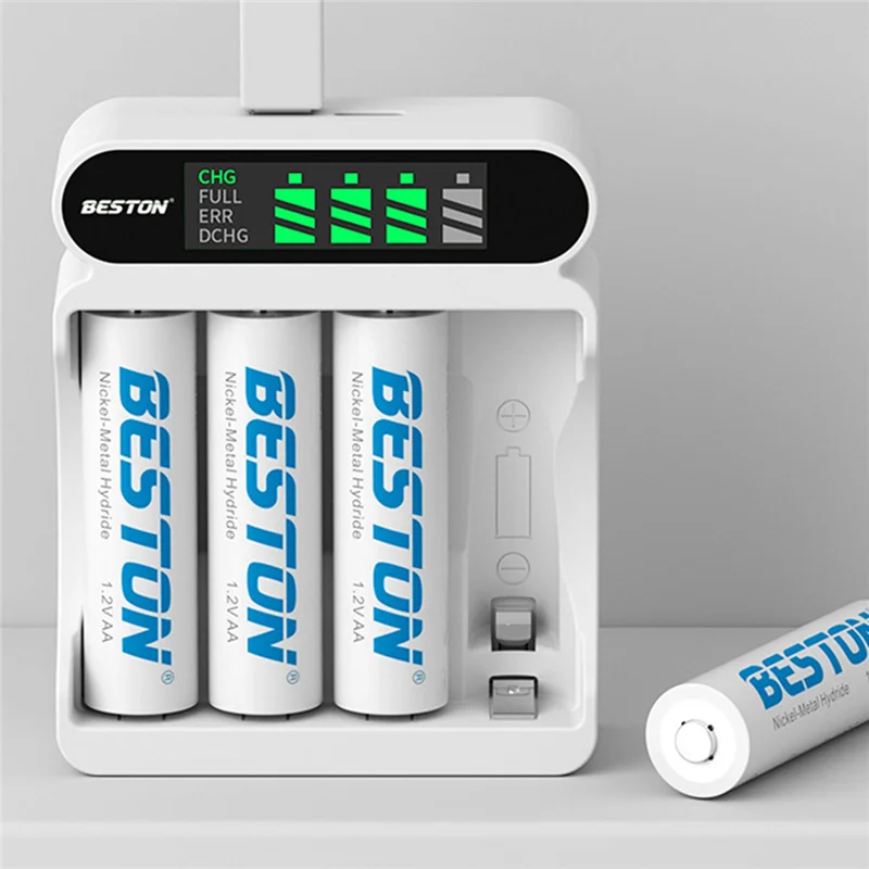 Зарядное устройство BESTON C9023L с 4 слотами и ЖК-дисплеем для аккумуляторов AA/AAA 1 2 в