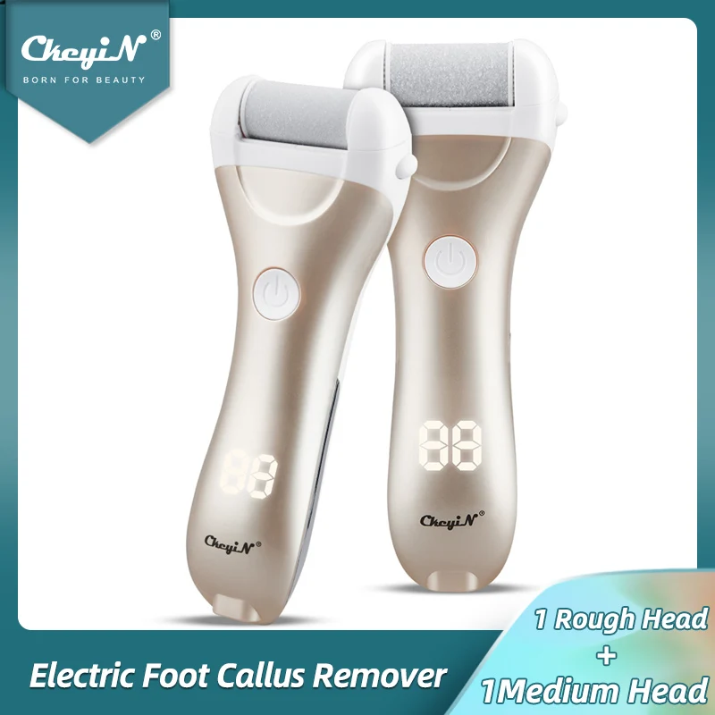 

CkeyiN Electric Foot Callus Remover Pedicure Tool Foot Care Pedicure File Feet Heel Dead Skin Exfoliator Roller 2 Grinding Heads