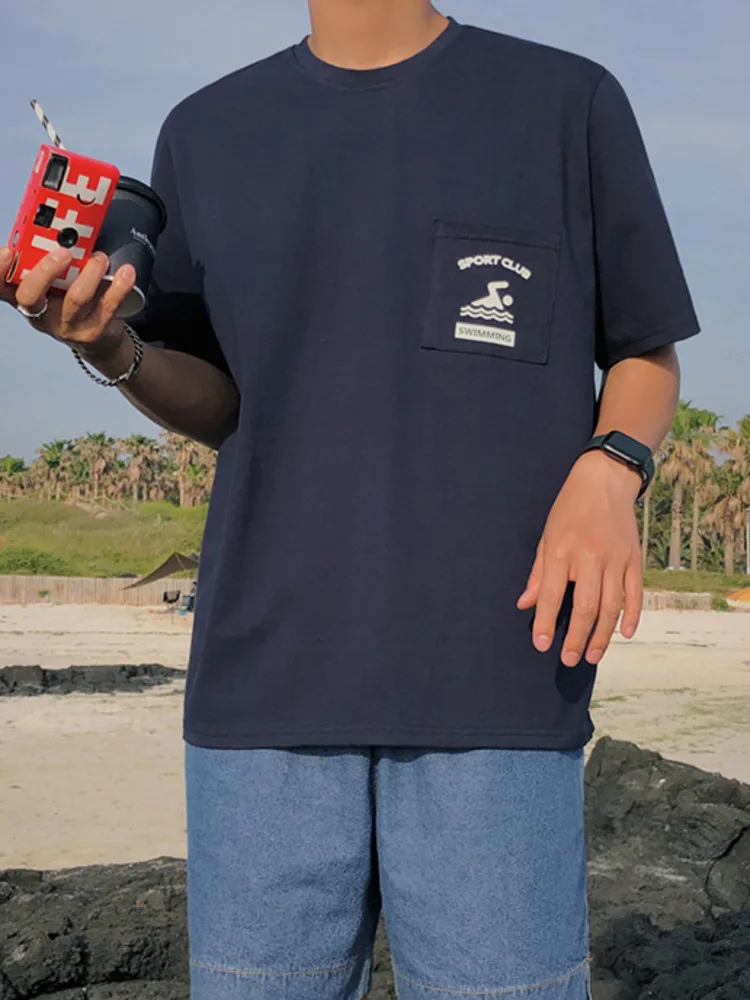 

Футболка SYUHGFA мужская с принтом, хлопок, короткий рукав, свободная универсальная, уличная одежда в Корейском стиле, лето 2022