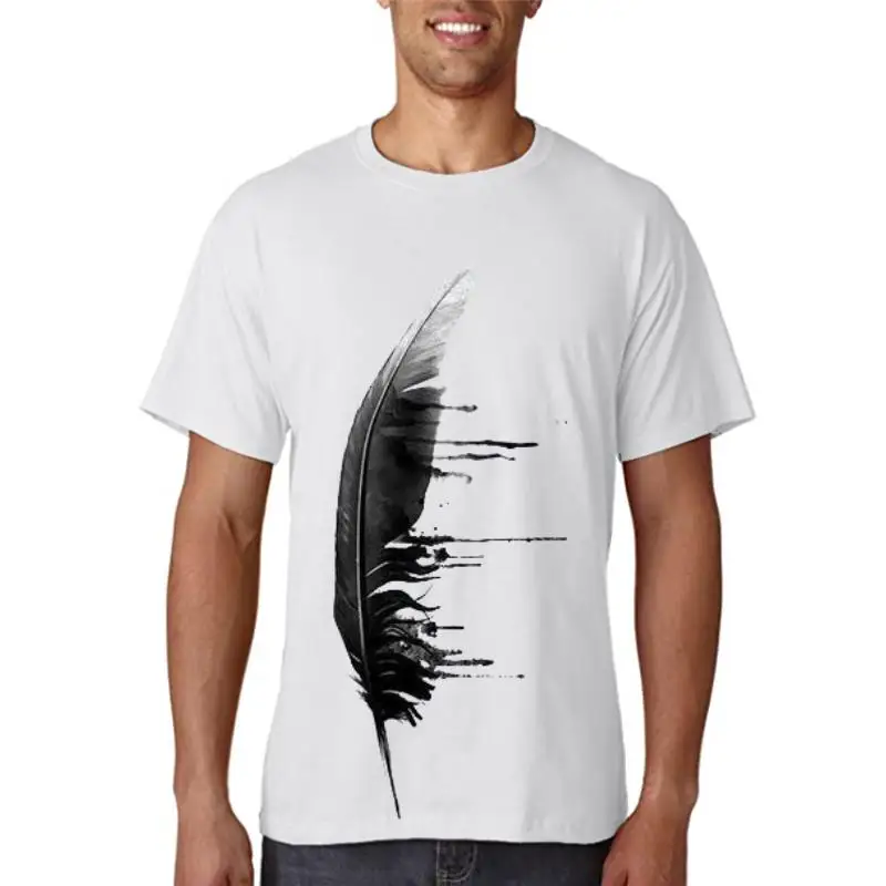 

Футболка женская летняя с коротким рукавом, модная пикантная рубашка с акварельными перьями в стиле 90-х, стильная футболка с принтом