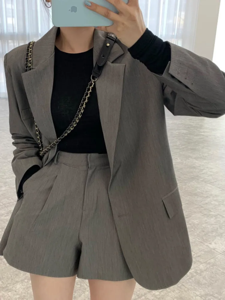 

Женский однотонный офисный Блейзер на одной пуговице или короткие брюки