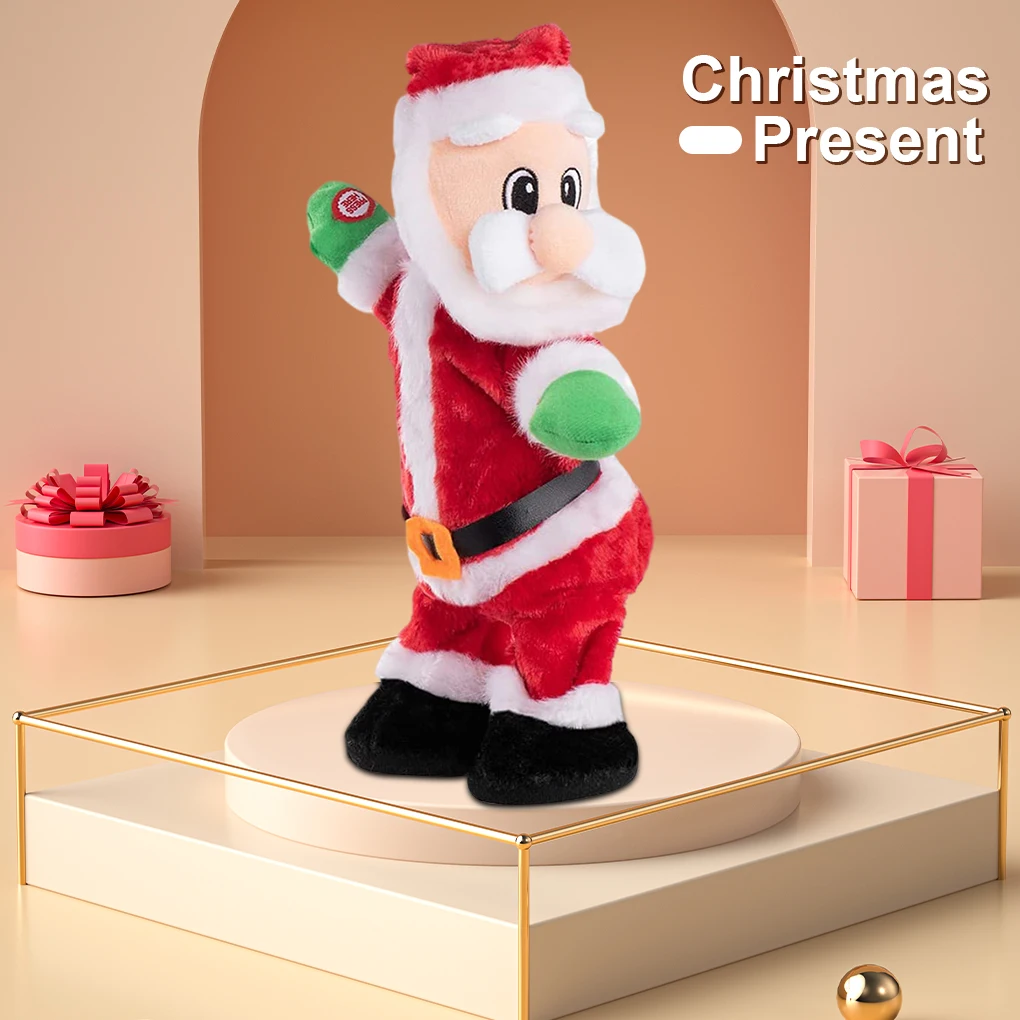 

Электрическая Рождественская кукла Санта Клауса для домашнего пения, пластиковая фигурка, игрушка, Рождественское украшение, новый год, милый