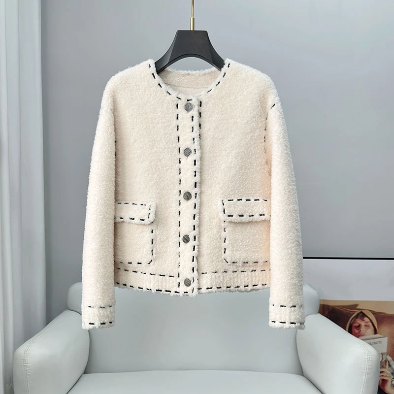 

PUDI Genuine Sheep Shearing Fashion Women Coat Real Wool Fur Winter Warm Elegant Jacket CT336