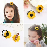 2pcspair girls flower hair clips for children princess gift floral hair ring rope lady side barrettes headdress accessories