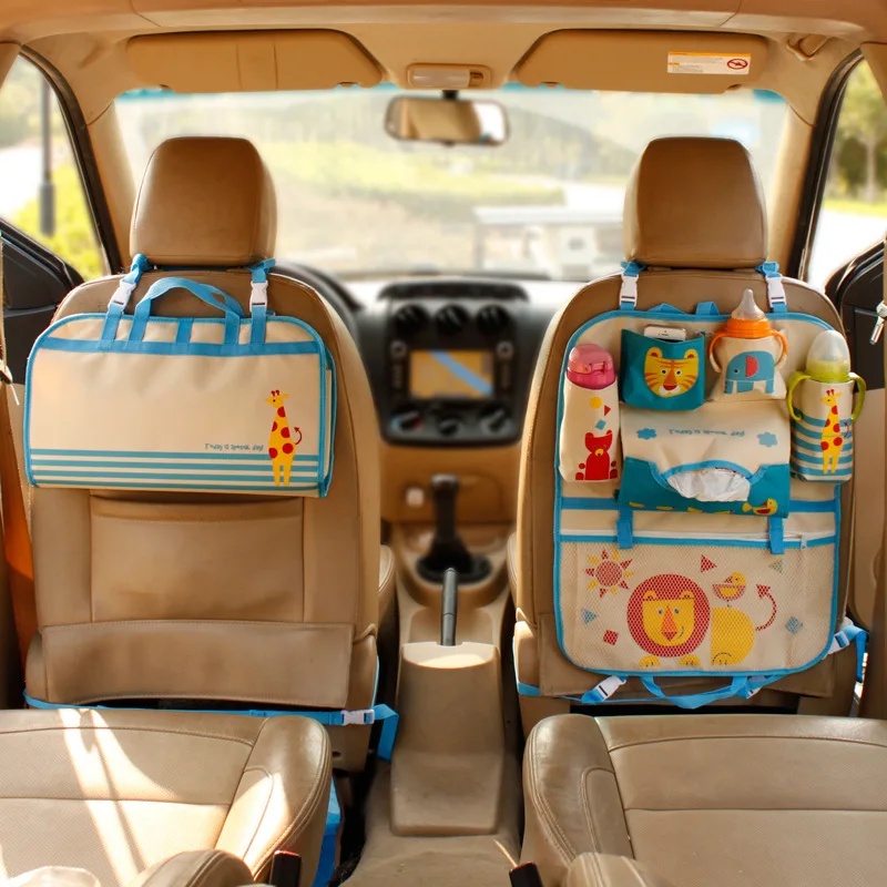 Creative Cartoon Car Seat Back Organizer Kids Toys Travel Protector Cover Automobile Interior Accessories Hang Storage Bag Baby