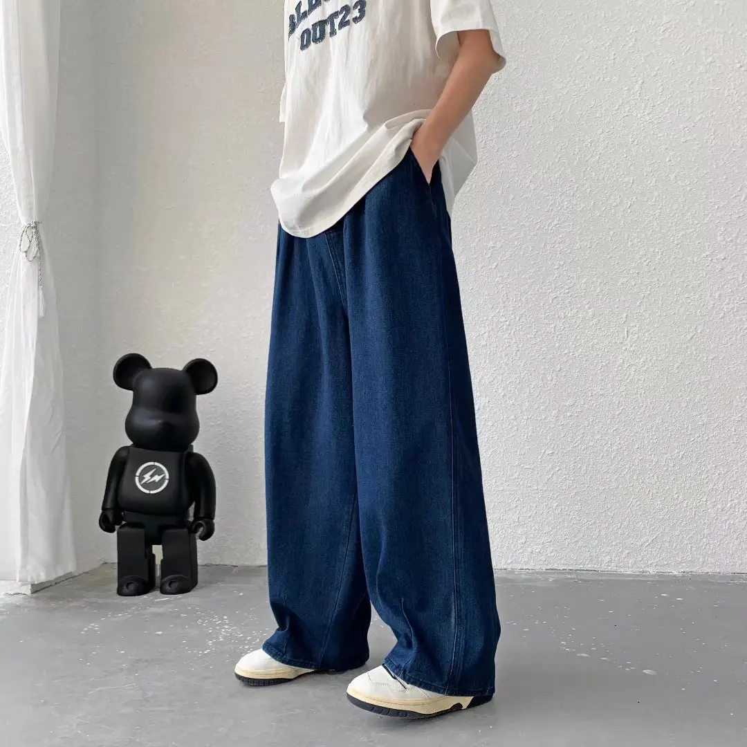 Men's Loose Casual Korean Streetwear Hip Hop Harajuku Extra Size Jeans High Street Baggy Denim Long Pants