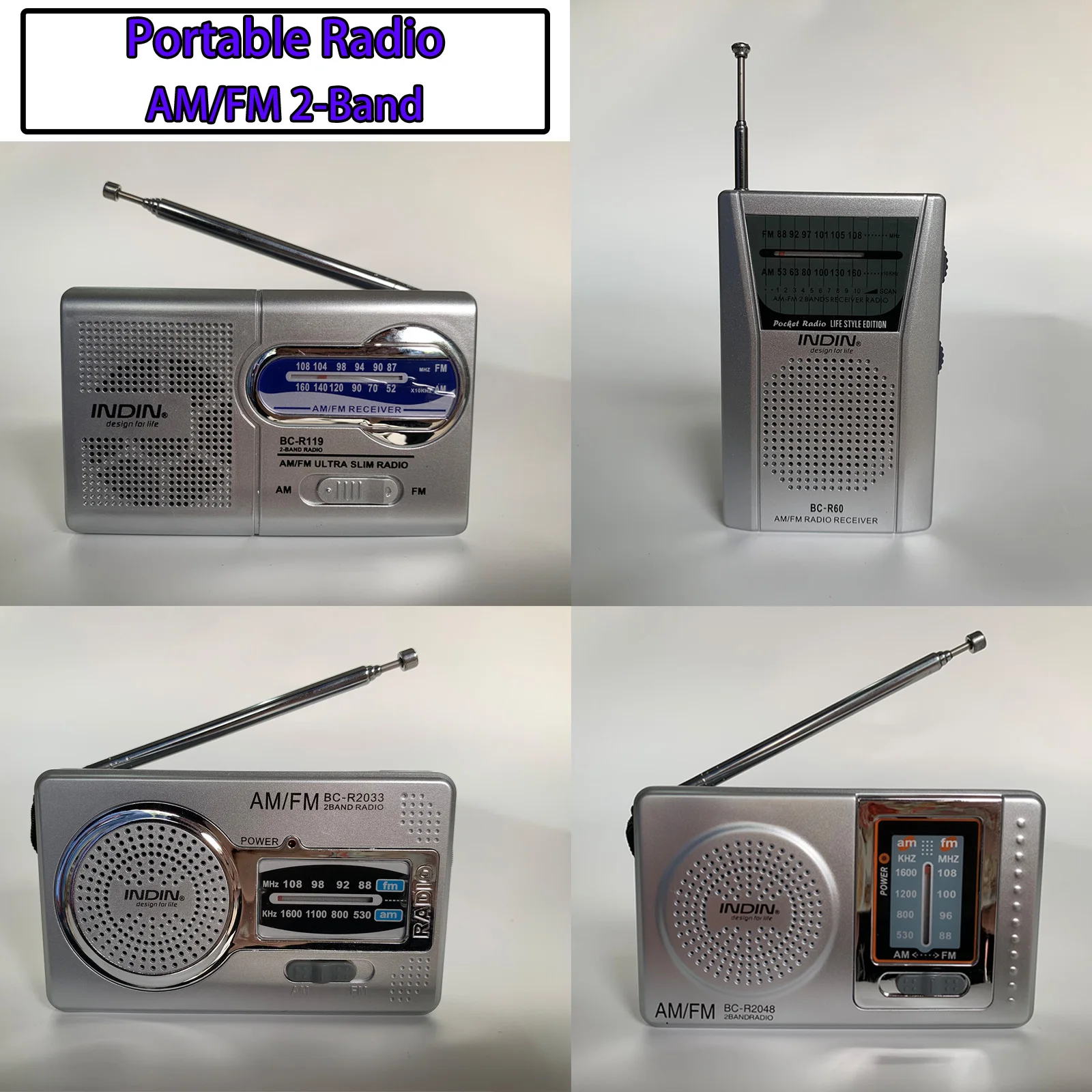 Карманное радио INDIN телескопическая мини-антенна AM/FM 2-полосный радиоприемник с