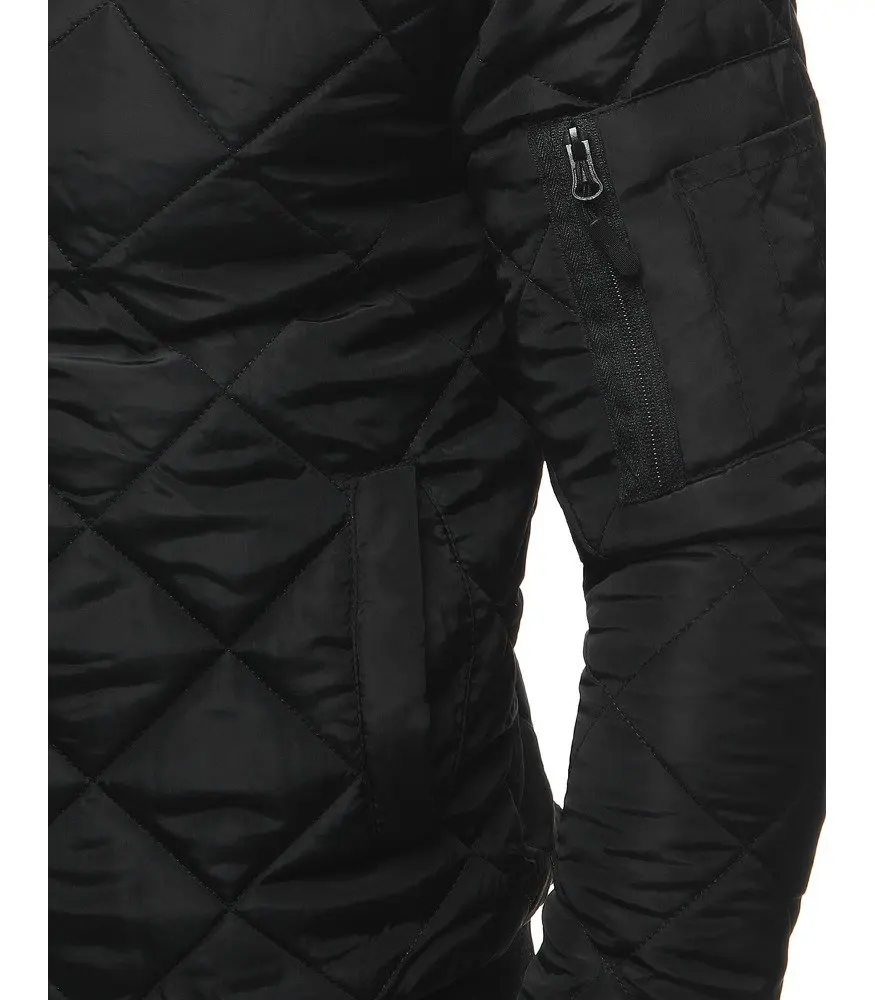 NOTYRONArmy Green Men's Solid Color Jacket Padded Jacket Rhombus Padded Stand-up Collar Padded Jacket Winter Warm Coat