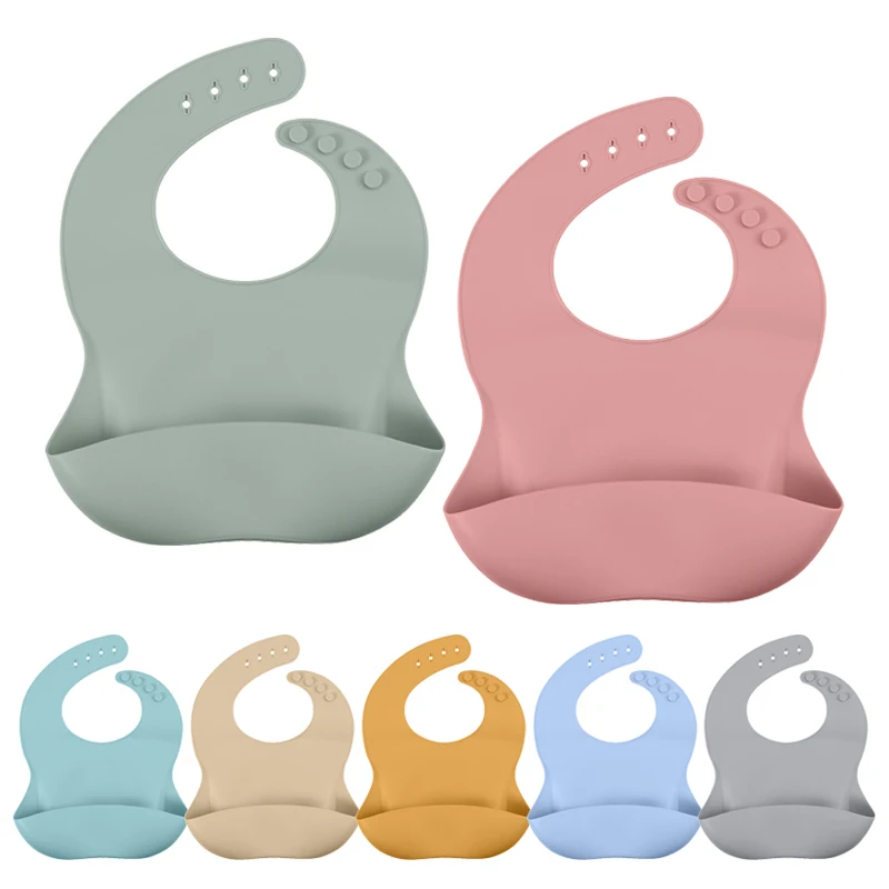 

1PC Baby Silicone Bibs Toddler Lunch Apron Kids Girl Boys Waterproof Saliva Solid Feeding Bib BPA Free Baby Silicone Bib Aprons