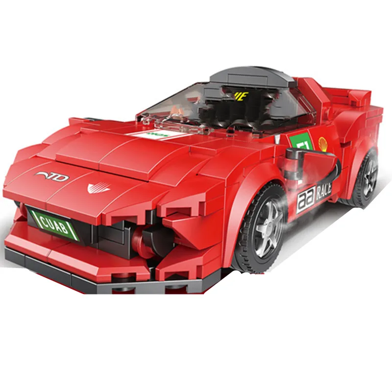 

2023 NEW MOC Speeds Champions Series F-e-r-r-ar-i f-08 Famous Supercar Race Car Sports Building Blocks Bricks Kits Classic Model