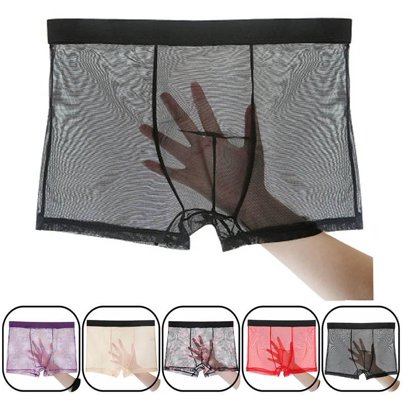 

Underwear Mens Ultra-thin Transparent Boxershorts Male Mesh Slips Panties Boxer Shorts Comfortable Men's Underpants