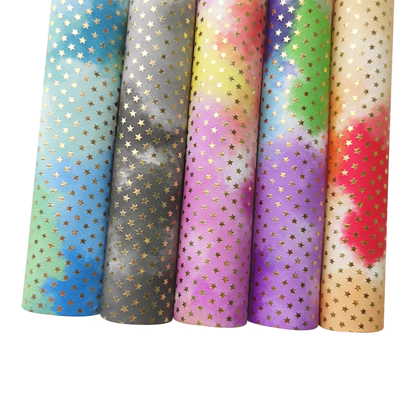 

Colorful Rainbow Stripe Mermaid Printed Vinyl Metallic Faux Artificial Leather Fabric for Making Shoe/Bag/Hair Bow/Deco