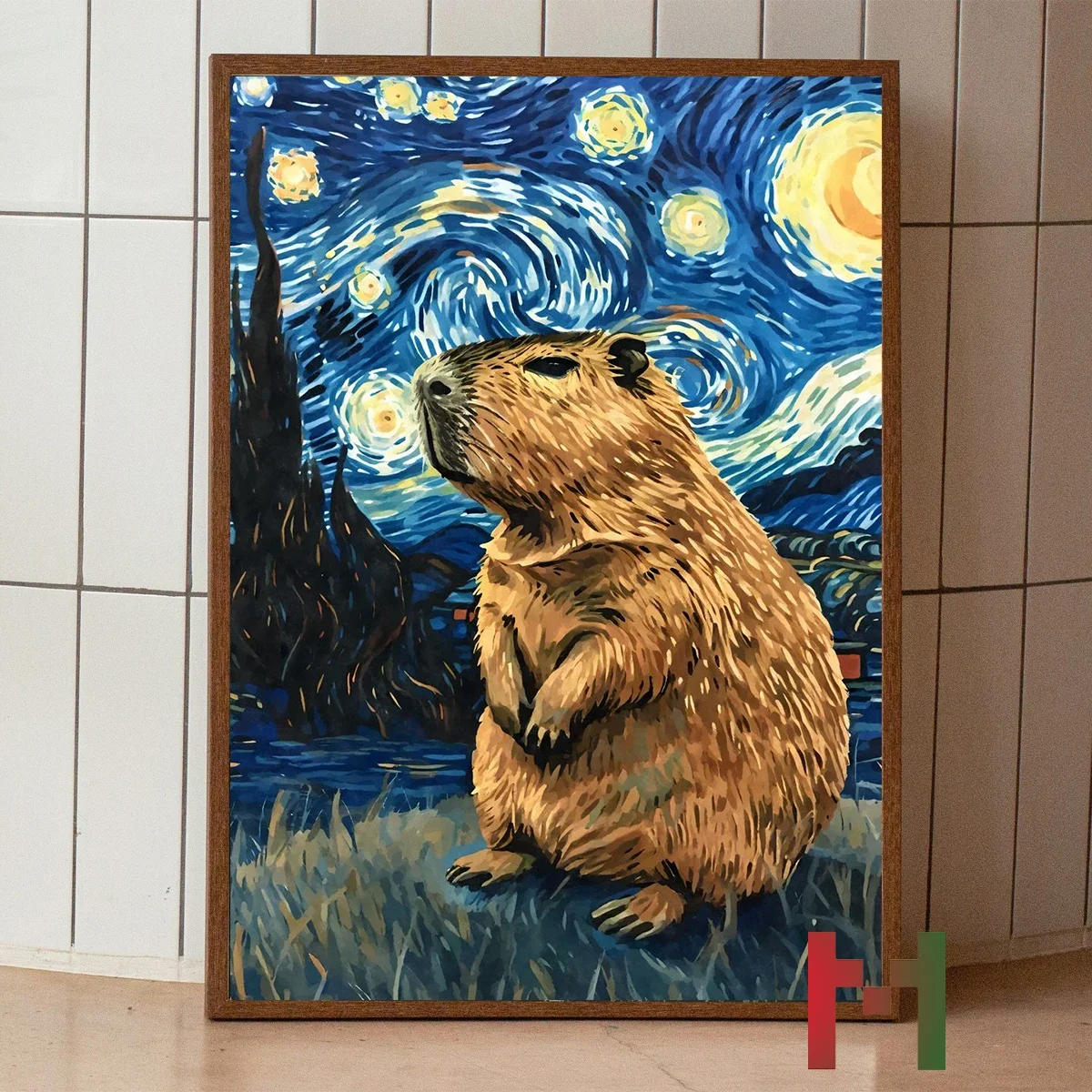 

Картина «Звездная Ночь» с Капибарой, печать на холсте