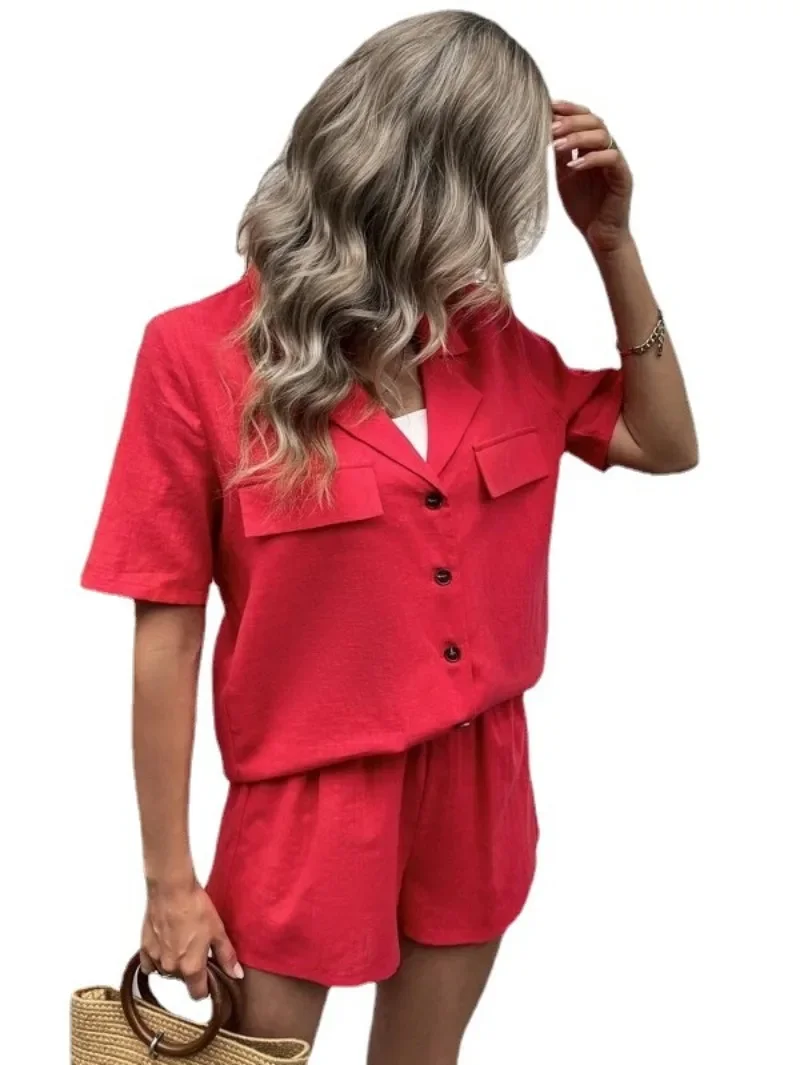 Весенне-летние новые однотонные шорты с короткими рукавами небольшой костюм