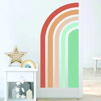 large half elongated rainbow wall sticker colorful removable vinyl wall decal mural living room bedroom playroom home decoration
