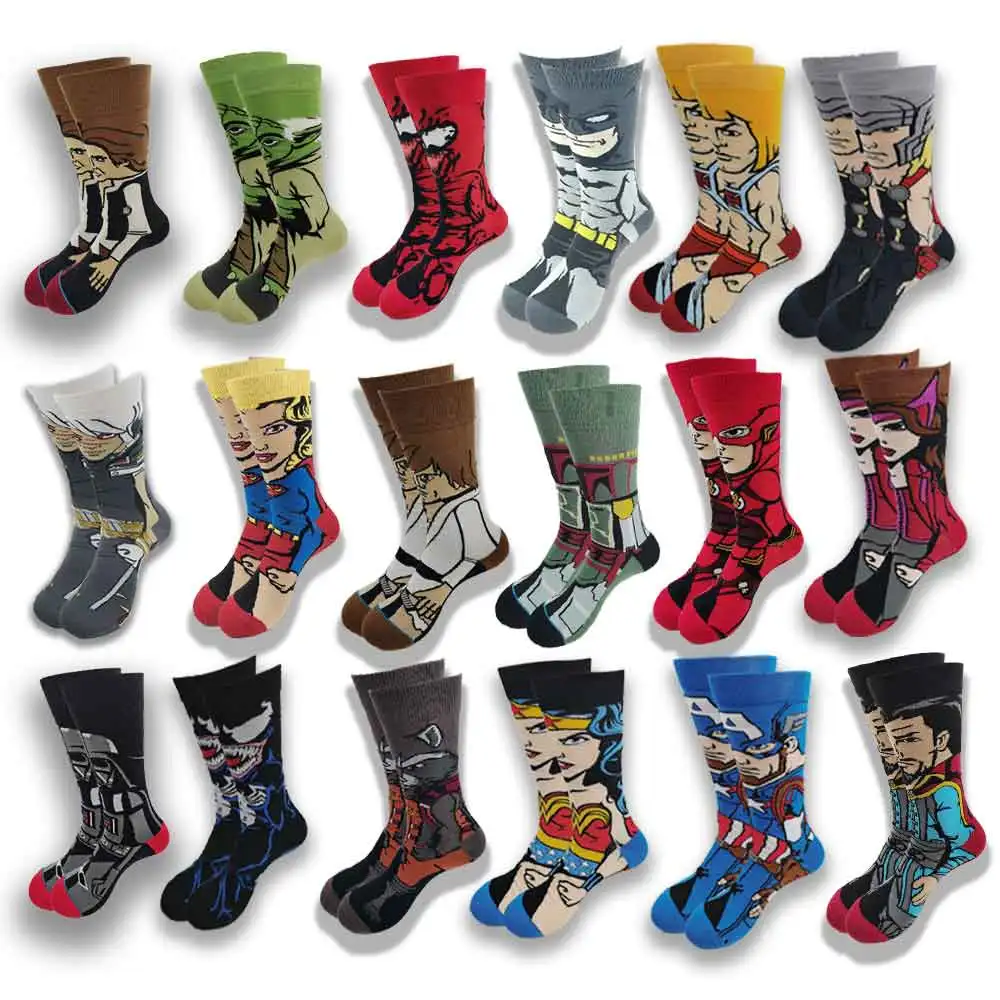 Marvel Comics Star Wars Series Characters Popular Funny cartoon fashion high quality  Men's and Women Tube Crew Socks