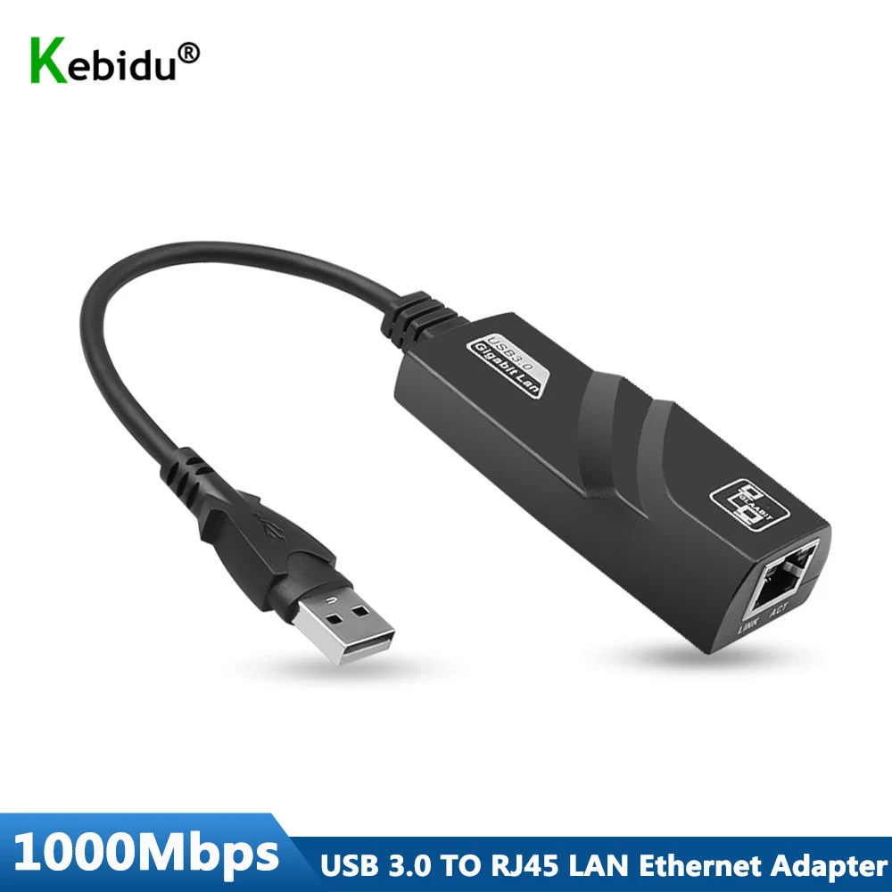 Kebidu-adaptador wifi USB 3,0 a RJ45, Gigabit USB, Ethernet LAN, 10/100/1000Mbps, tarjeta de red wifi para ordenador portátil, PC, venta al por mayor